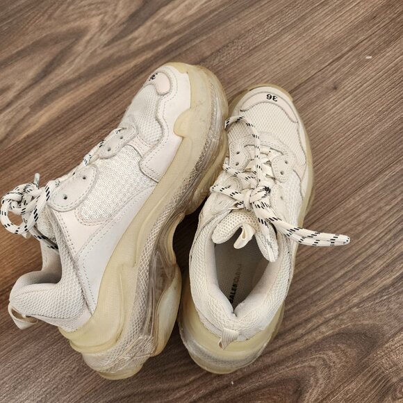 BALENCIAGA Fabric Mesh Clear Sole Triple S Sneakers - Picture 4 of 7
